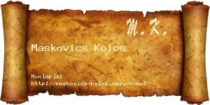 Maskovics Kolos névjegykártya